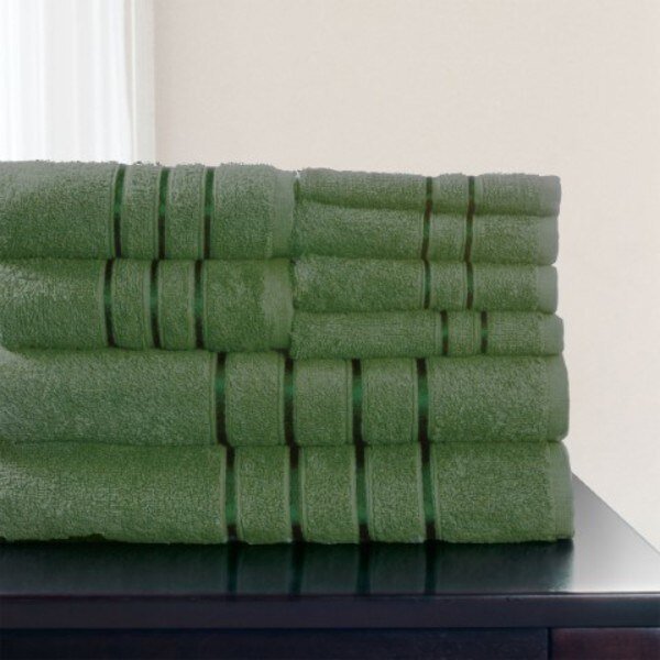 Hastings Home 8 Piece 100 Percent Cotton Plush Bath Towel Set - Green, Hastings Home, Mfr#: 337871PXH